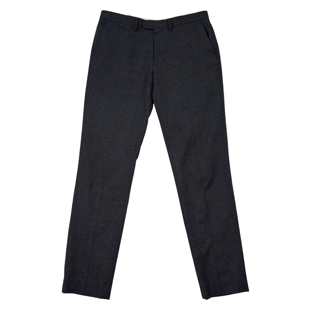 J Crew Bowery MOON Wool‎ Mens 33x32 Slim Fit Plaid Dress Pants Trousers Preppy